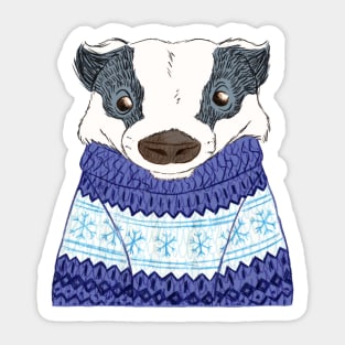 Badger in a Christmas Jumper Sticker